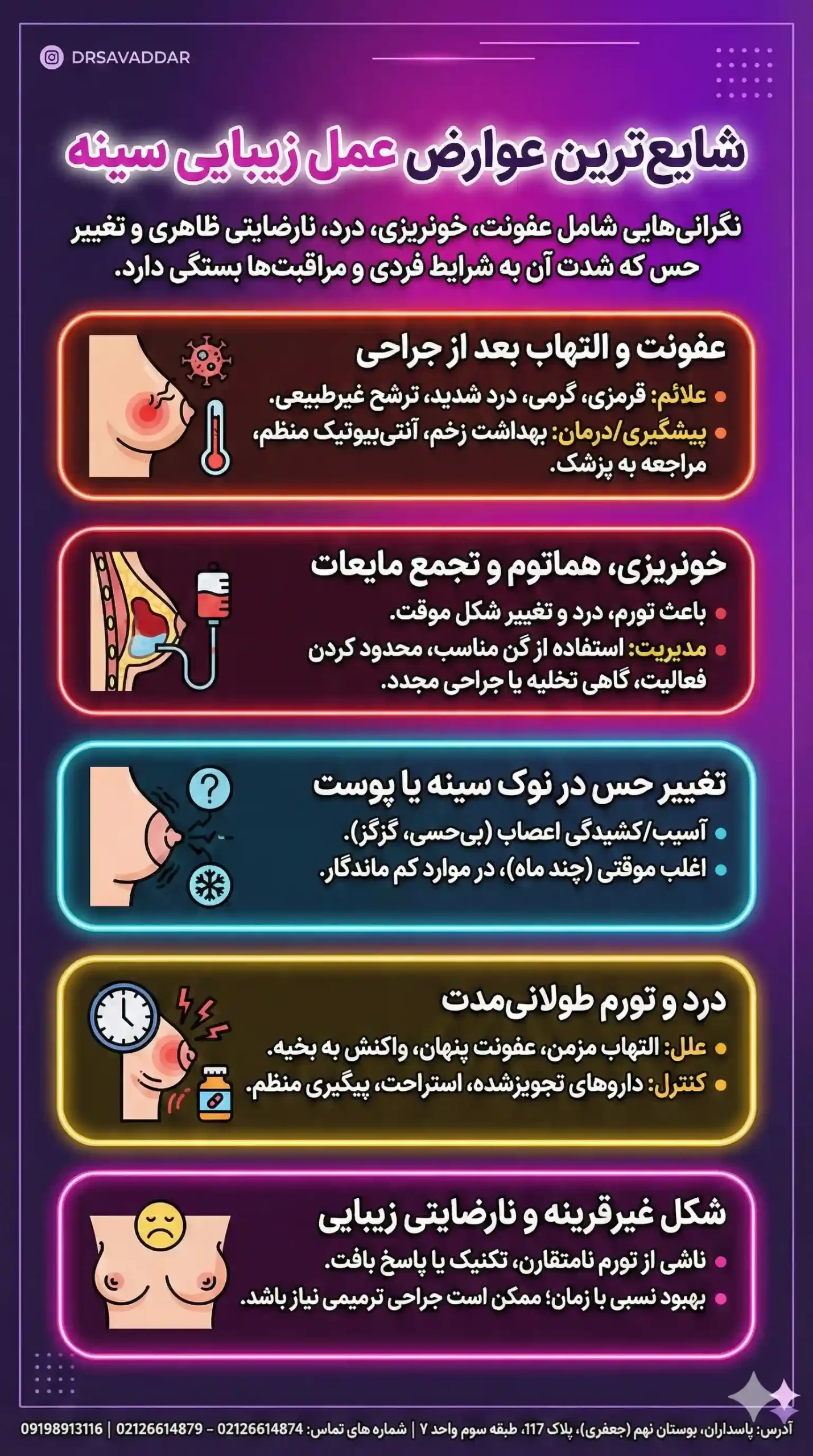 شایع‌ترین عوارض عمل زیبایی سینه